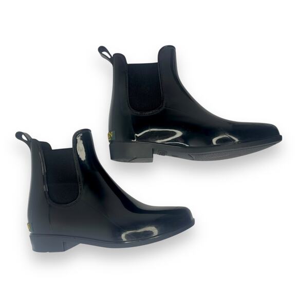 Lauren Ralph Lauren Women's Tally Rain Boots Size 6 Black PVC Chelsea Bootie - Picture 3 of 9